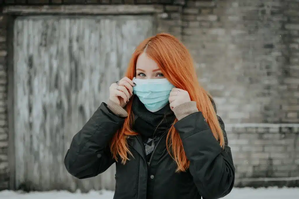 Virus pandemic - person wearing mask