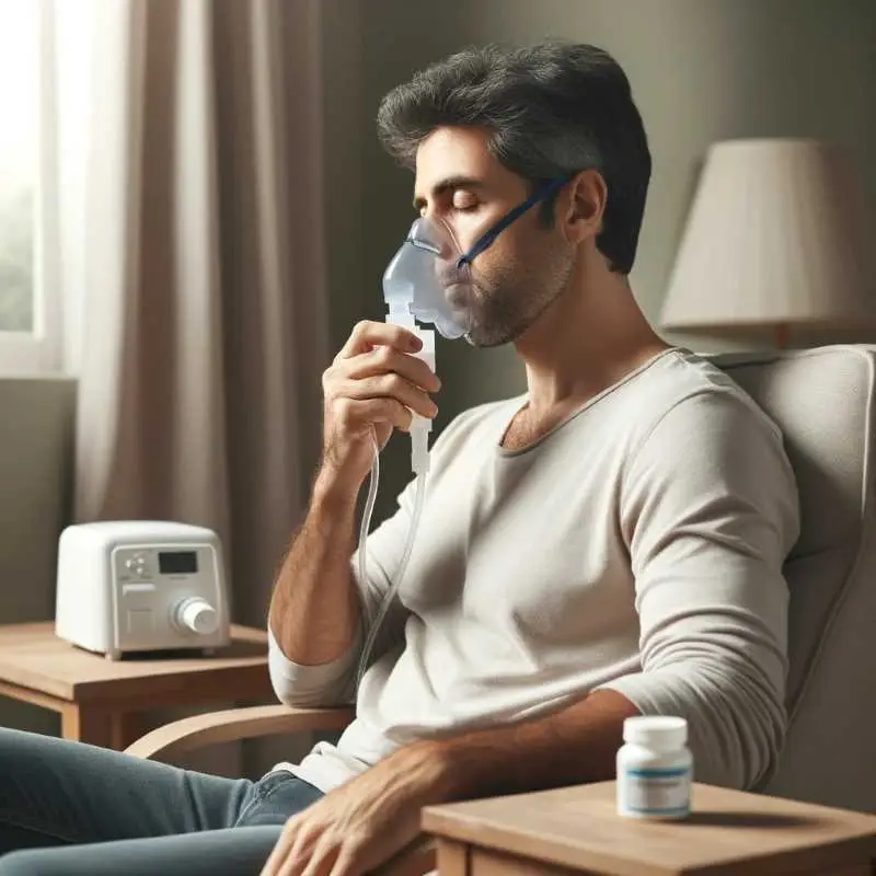 Man with bronchiectasis using nebulised antibiotics