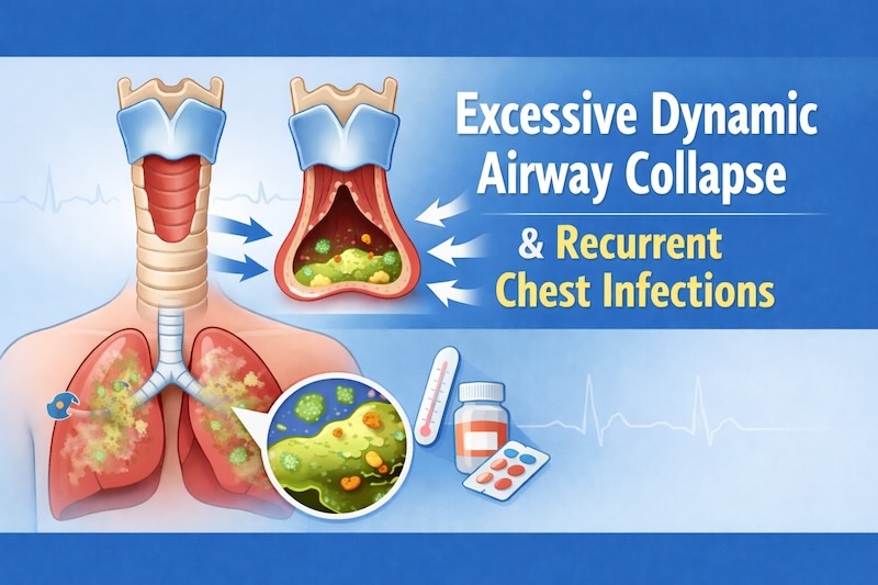 excessive dynamic airway collapse. and recurrent chest infections